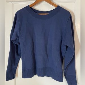 Women’s Large Navy Blue Sweatshirt with Ribbed Edging Waist Length